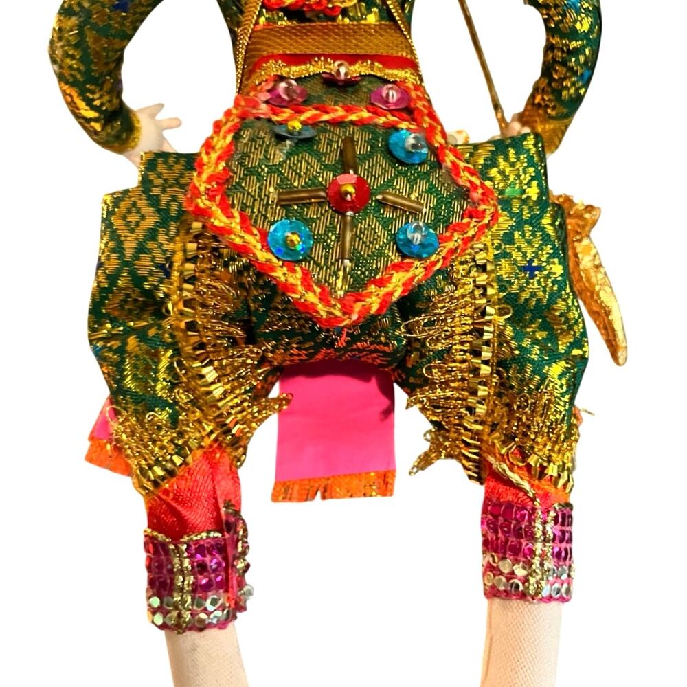 Vintage Thai Khon Dancing God Doll – Green Costume (11.5”) - Picture 7 of 14